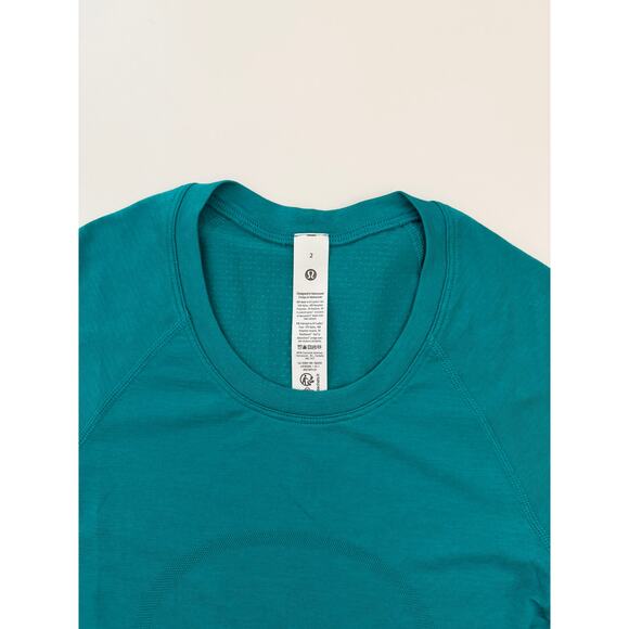 Lululemon teal short sleeve swiftly tech waist length - size 2 - Picture 3 of 6